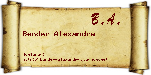 Bender Alexandra névjegykártya